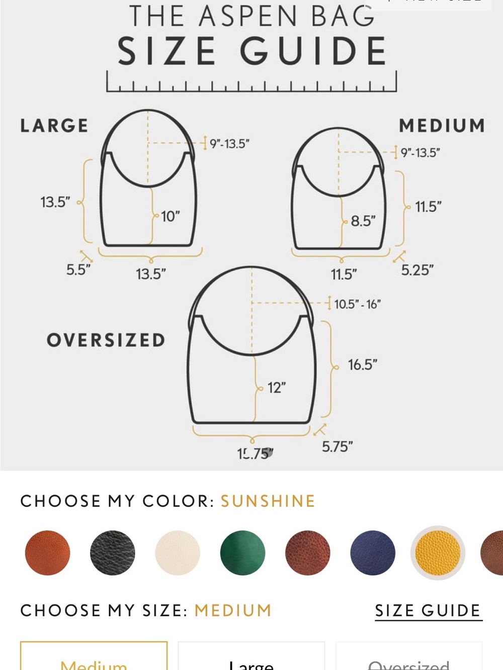 Portland Leather Goods Medium Aspen in Sunshine. Premium - Picture 14 of 16